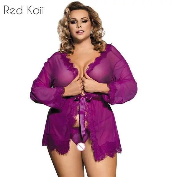 High-end Packaging Lace Trim Robe Lingerie CJdropshipping
