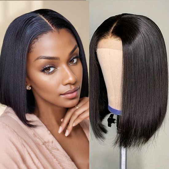 4x4 Lace Closure 10" Straight Synthetic Wig – Non-Toxic, No Glue, Daily Use