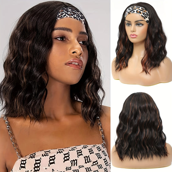 Fashion Water Wave Hairband Wig – Heat-Resistant, Non-Toxic, No Glue, Elastic Cap