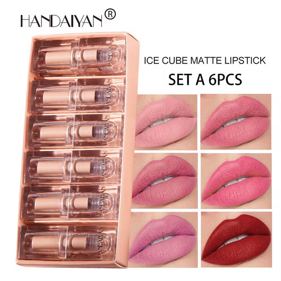 Ice Lipstick Set – 6-Piece Long-Lasting Moisturizing Matte Lipsticks